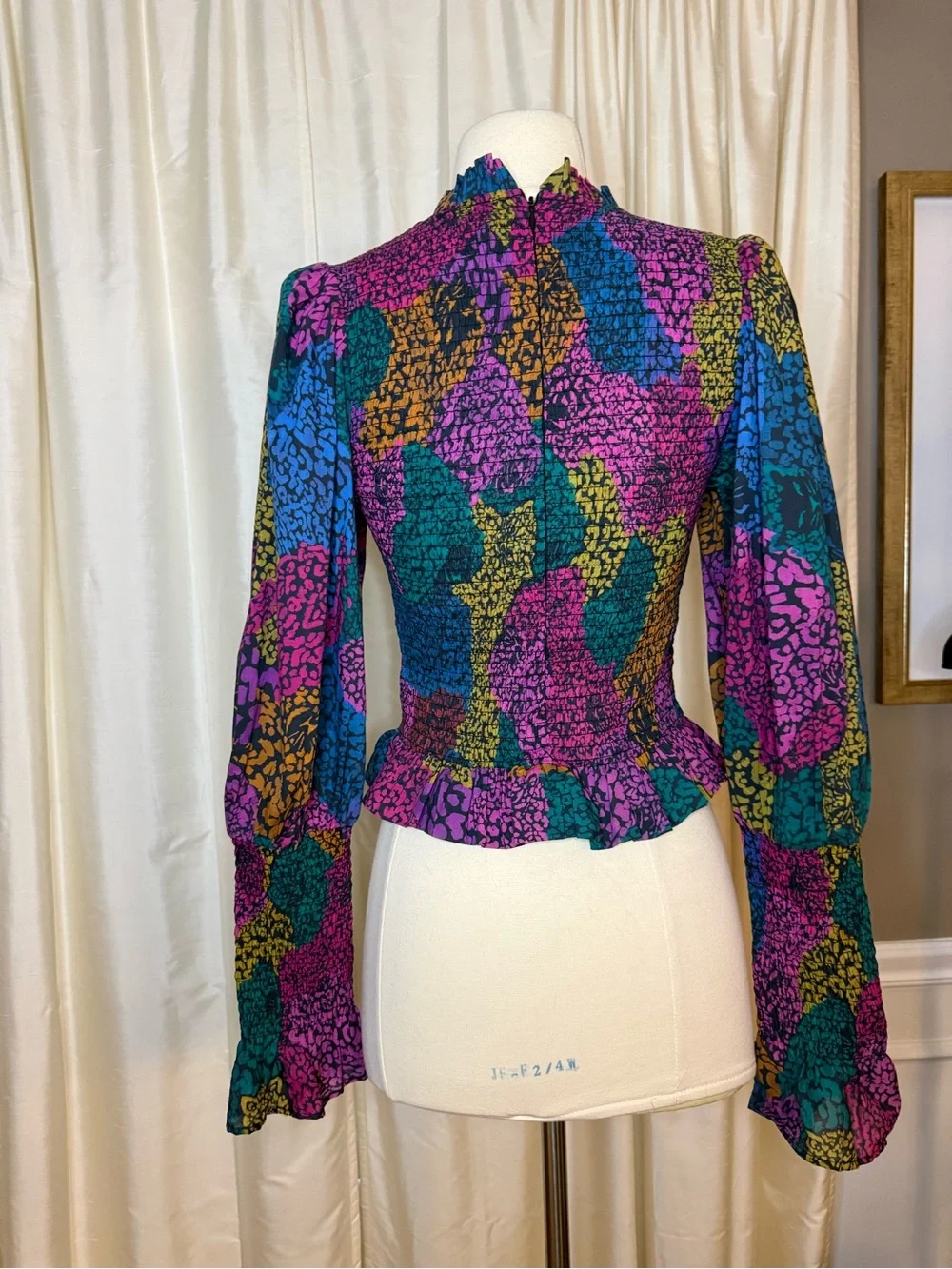FARM RIO Rainbow Mix Smocked Blouse- Small